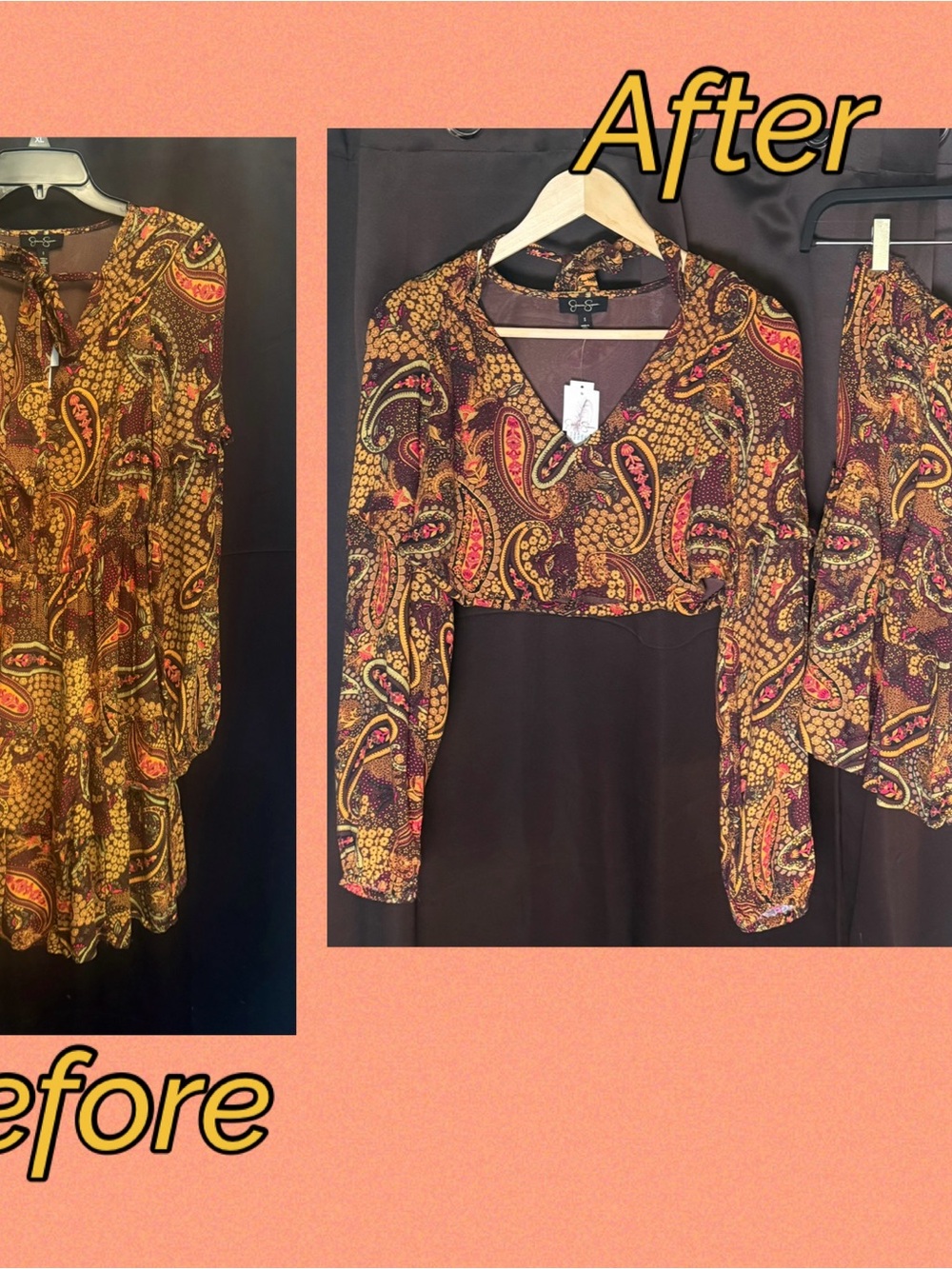 Upcycled paisley print 2 piece set size S - Picture 3 of 3